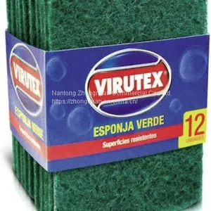 Heavy Duty Green Scouring Sponges Pad for Kitchen Cleaning Esponja Verde thumbnail-1