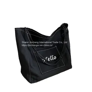 Eco Friendly Recycled Fashion Durable Large Capacity Shopping Cotton Tote Bags Custom Printed Logo thumbnail-2
