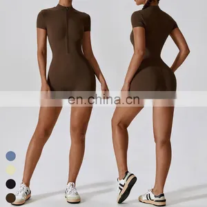 One Piece Activewear Quick Dry Breathable Gym Bodycon Zipper Jumpsuit Workout Rompers Girls Jumpsuits Playsuits Bodysuits Women thumbnail-5