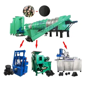 Full Set Nutshell Bamboo Coconut Charcoal Making Machine Barbecue Charcoal Production Line EPC thumbnail-1