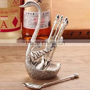 Factory Sale Zinc Alloy Swan Tableware With Fork and Spoon thumbnail-1