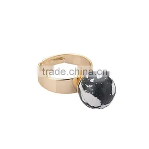 Latest Designs Gold Jewellery Black & White Turquoise Rings Set thumbnail-2