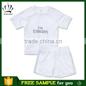 Real Free Sample to Euro Cheap Soccer Uniform Camisa Del Madrid Soccer Jersey for Kids Thai Quality Football Jerseys for Baby thumbnail-2