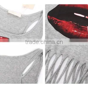 Big Mouth Printed Lady Blouse & Top Wholesale Tank Top Women thumbnail-6