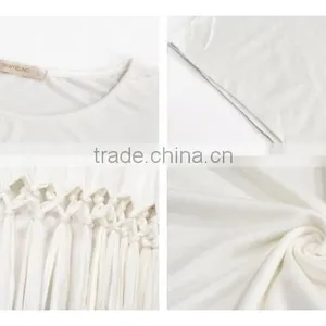 Wholesale Womens Short Sleeve White Blank T Shirt 100% Rayon thumbnail-6
