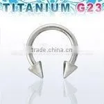 Titanium G23 Circular Barbell - 16g (eyebrow), 5/16" or 3/8", 3mm Cones thumbnail-1