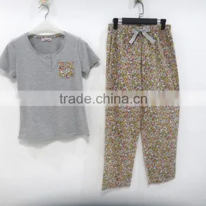 Summer Personality Round Collar Floral Draw String Pant Pajamas Women thumbnail-2