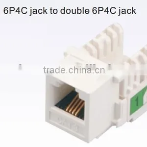 Cat3 6P4C Jack to Double 6P4C Jack Cat3 Ketstone Jack thumbnail-1