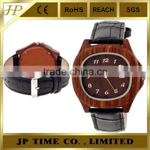 New Coming Natural Square Indonesia Wooden Watch Leather Strap Date Function thumbnail-2