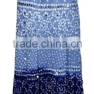 Indian Handmade Tie & Dye Bandhej & Sequins Work Boho Cotton Long Skirt Lot thumbnail-1