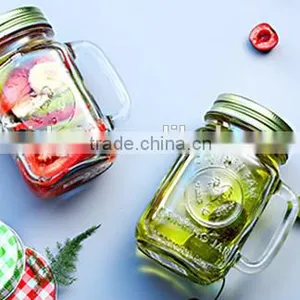 Square Juice Drinking Glass Mason Jar Wholesale With Lids and Straws thumbnail-3