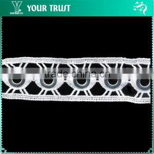 Rhodium Round 10MM Metal Grommet Eyelet White Polyester Lace Strips Trimming thumbnail-4