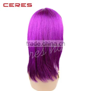 Wholesale Silky Straight Purple Color Brazilian Lace Wig for Black Women thumbnail-4