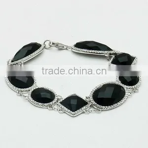 925 Sterling Silver Black Agate Bracelet Sets thumbnail-2