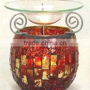 Mosaic Glass Oil Burner Incense Burner With Metal Rack thumbnail-2
