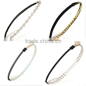 Promotional Women's Adjustable Crystal Hair Accessory Flower Hairband,elastic Hair Band thumbnail-1