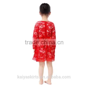 2016 Children Red Lace Princess Girls Bridesmaid Dresses thumbnail-5