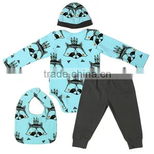 Wholesale 2016 Latest New Design Baby Boys Clothing Sets Boutique 4 Pieces Cotton Fox Print Soft Outfits Quality Choice thumbnail-1