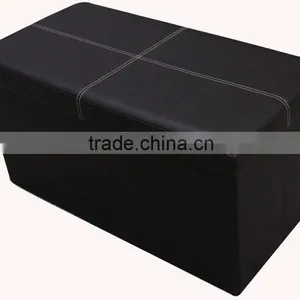 Very Strong!Black PVC Leather Foldable Storage Bench thumbnail-1