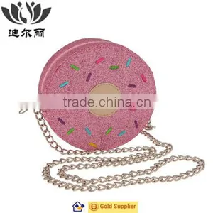 Round Glitter PU Shoulder Bag With Embroidery and Chain Strap thumbnail-1