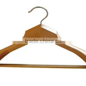 High Quality Luxury Man Style Big Shoulder Natural Wooden Customer Top Hanger With Anti Slip Bar thumbnail-3