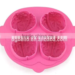 Frozen Brain Shape Silicone Ice Cube Jello Chocolate Tray Molds Makes 4 Cubes thumbnail-1