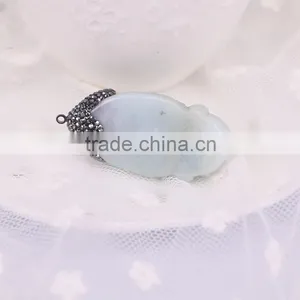 Natural Buddha Jade Pendant, Gem Stone Druzy Pendant For Jewelry Making thumbnail-3