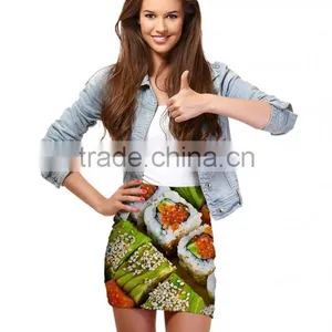 Cheap Price Skirt For Women Polyester and Spandex Sushi Print Skirt N20-17 thumbnail-1