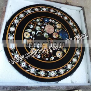 Handmade Black Marble Inlay Dining Table Tops, Marble Coffee Table Top thumbnail-1