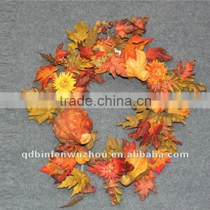 Decorative Autumn Wreath With Chrysanthemum thumbnail-1