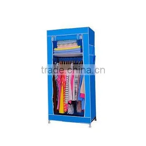 Rose Red Fabric Cupboard Bedroom Rack Shelve Rail Clothes Storage Wardrobe thumbnail-3
