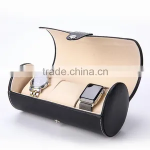 China Leather Factory Wholesale Custom Luxury Watch Box, Cylindrical Gift Box thumbnail-1