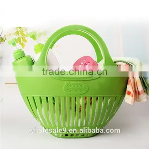 Plastic Storage Basket Fruit Vegetables Shopping Picnic Bin With Handles 2 Sizes thumbnail-3