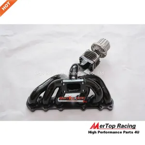 MERTOP RACE 3mm Thick Black Coated Top Mount T3 Turbo Manifold For Toyota Supra 1JZGTE 1JZ JZA70 MK3 1989-1993+50mm Wast thumbnail-2