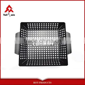 8.5''non- Stick Quare BBQ Grill Topper,fry Basket With Handle,roaster Tools thumbnail-2