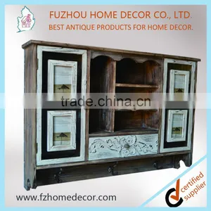 Antique Decorative Wall Wood Carved Cabinet With Drawers thumbnail-1