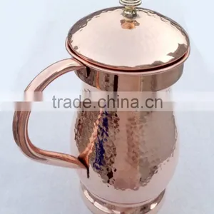 LATEST 100% SOLID COPPER WATER PITCHER, HAMMERED COPPER WATER POT, INDIAN MANUFACTURER OF 100% COPPER WATER JUG thumbnail-3