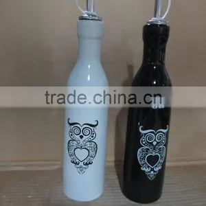 Classical Ceramic Oil & Vinegar Bottle Set With Owl Pattern thumbnail-1