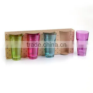 12.5oz Bar Drinking Glass Colorful Water Cup Gift Set High Quality Octagon Cup thumbnail-2
