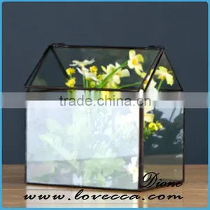 Factory Price Gold Black Metal Frame Geometric Glass Terrarium Wholesale thumbnail-4