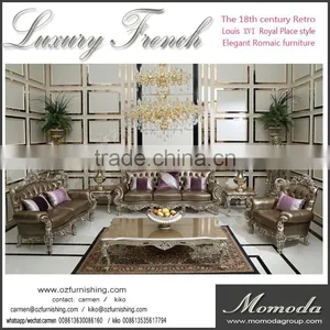 C-D1-2 Royal Luxury Fabric Couch Neoclassic Rococo Style French Solid Wood Fabric Sofa Chair Furniture thumbnail-6