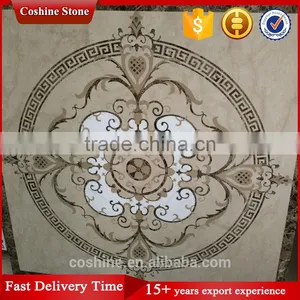 Square Shaped Emperador Light Waterjet Stone Medallion 60*60 Marble Tile thumbnail-1