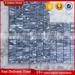 Popular Polished Oblong Shape Carrara Dark Grey Marble Mosaic Tiles thumbnail-3