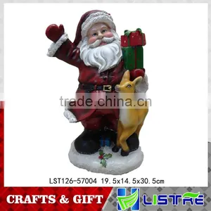 Resin Christmas Santa Claus Whit Deer Decoration thumbnail-1