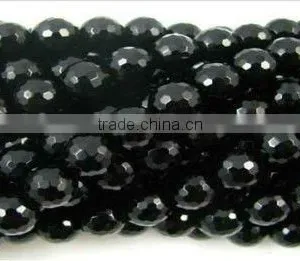 6mm Round Faceted Black Onyx thumbnail-1
