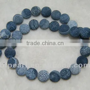 Wholesale16" 8mm Round Black Frosted Agate Beads thumbnail-1