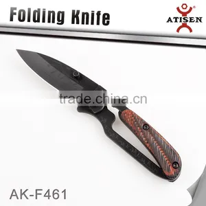 Newest Tactical Folding Knife Color Wooden Handle 3Cr13 Etching Black Coating Blade Camping Tools thumbnail-1