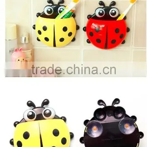 Cute Cartoon Ladybug Kids Wall Suction Cup Mount Toothbrush Box Travel Organizer Plastic Box Storage Organizer thumbnail-1