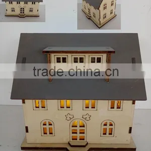 Christmas Wood Laser Engraved Lighted House Ornament thumbnail-2