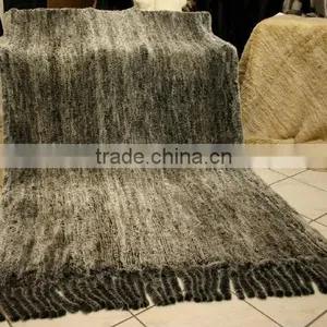 Knitted Rex Rabbit Fur Blankets thumbnail-1